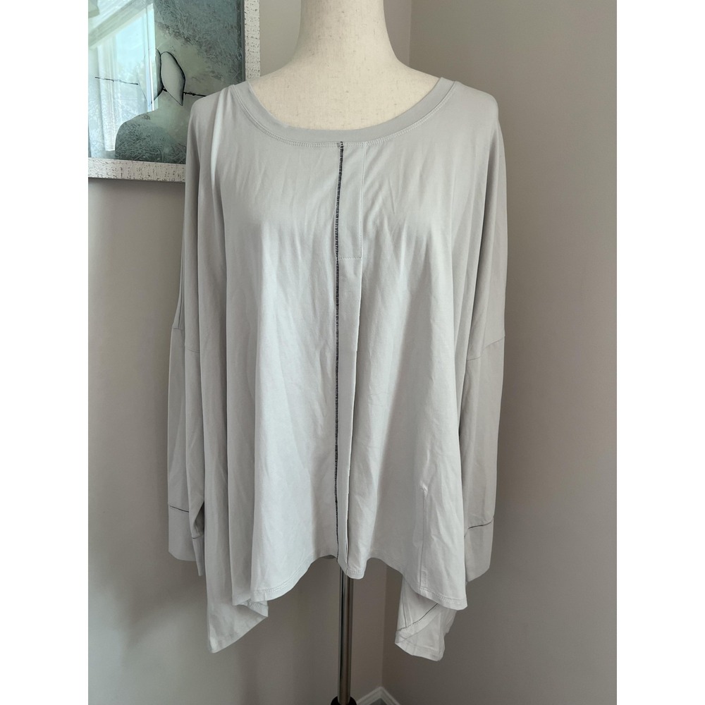 Liv By Habitat Clothes Top Womens XL Beige Pleated Swing Tunic Tee Oversized
